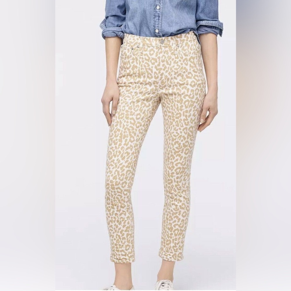 J. Crew 10” High Rise Toothpick Jean Safari Leopard